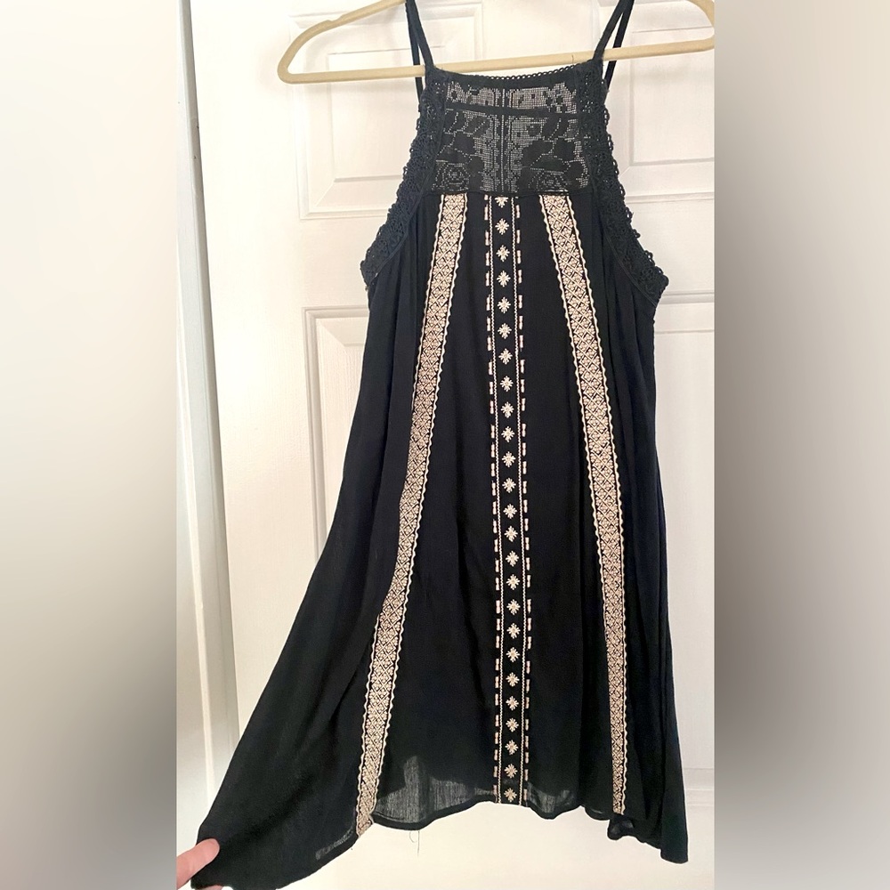 Black and Cream Embroidered Dress